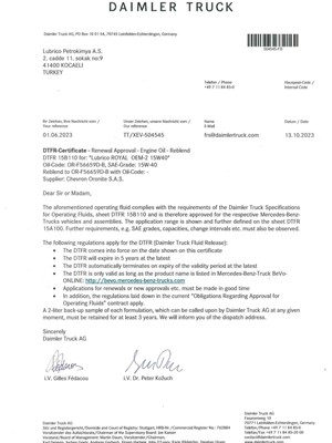 DAIMLER TRUCK APPROVAL-LUBRICO ROYAL OEM-2 15W40