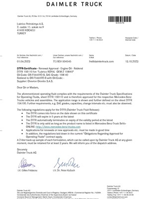 DAIMLER TRUCK APPROVAL-LUBRICO ROYAL OEM-2 15W40