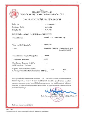 ONAYLANMIŞ KİŞİ STATÜ BELGESİ