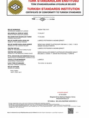 TSE Certificate of Conformity 12153