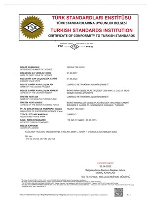 TSE Certificate of Conformity 11158