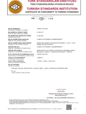 TSE Certificate of Conformity 11158