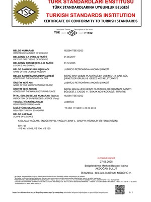 TSE UYGUNLUK BELGESİ 11158