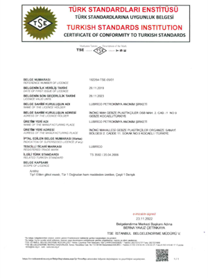 TSE Certificate of Conformity TS 3582