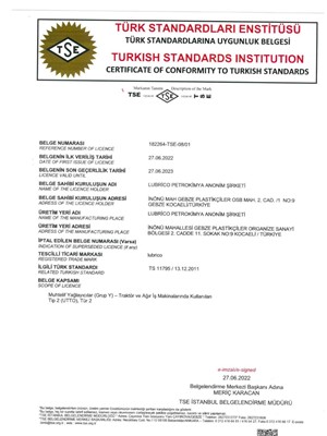 TSE Certificate of Conformity 11795