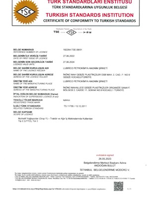 TSE Certificate of Conformity 11795