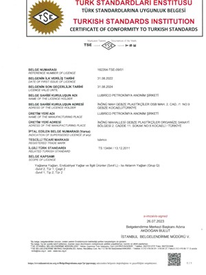 TSE Certificate of Conformity 13484