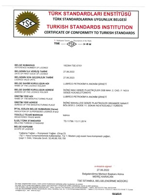 TSE Certificate of Conformity 11796