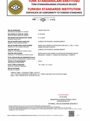 TSE Certificate of Conformity 11796